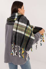 Decorative tassels classic check pattern scarf