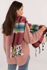 Decorative tassels classic check pattern scarf