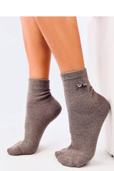 Brown adorable bow socks