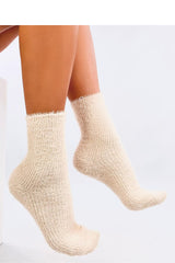 Women's winter beige fur socks