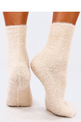 Women's winter beige fur socks