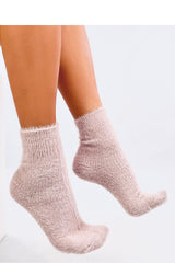 Women's winter pink fur socks