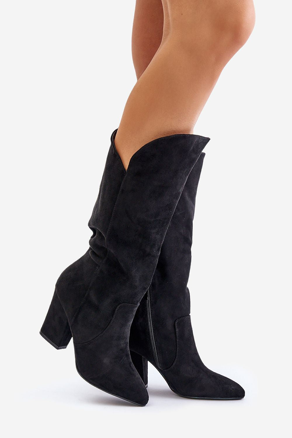 Eco suede boots with a stiletto heel