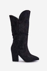 Eco suede boots with a stiletto heel