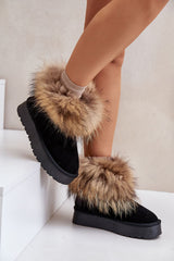 Women's natural leather snow boots