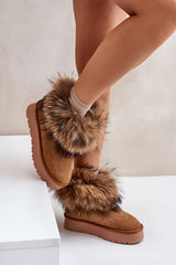 Women's natural leather snow boots