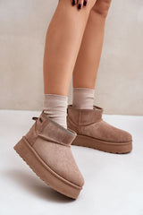 Women's beige low snow boots