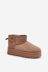 Women's beige low snow boots