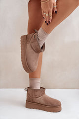 Women's beige low snow boots