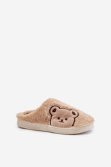 Fur Teddy bear motif slippers