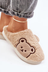 Fur Teddy bear motif slippers