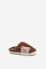 Fur Teddy bear motif slippers