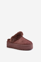 Women's fur-insulated eco-suede slippers