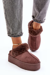 Women's fur-insulated eco-suede slippers