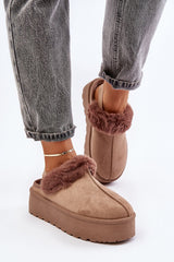 Women's fur-insulated eco-suede slippers