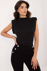 Elegant sewn-in shoulder pads formal blouse