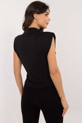 Elegant sewn-in shoulder pads formal blouse