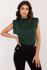 Elegant sewn-in shoulder pads formal blouse