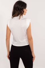 Elegant sewn-in shoulder pads formal blouse