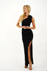 Unique one-shoulder maxi evening dress