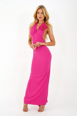 Long unique maxi rose evening dress