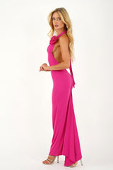 Long unique maxi rose evening dress