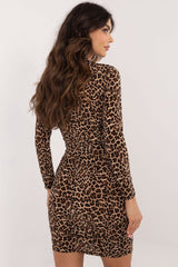 Long sleeves animal motif pencil mini dress