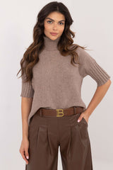 Short sleeve turtleneck casual sweater