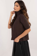 Short sleeve turtleneck casual sweater