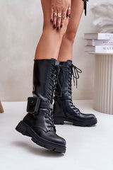 Stylish glans black knee-high boots