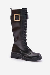 Glans eco leather black knee-high Boots