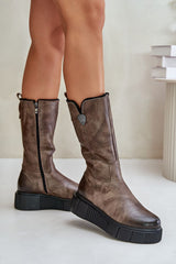 Women's natural leather brown boots