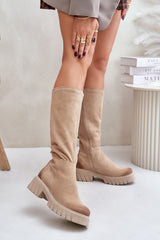 Stylish women's leather knee-high boots