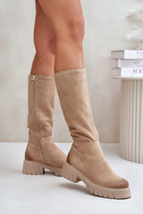 Stylish women's leather knee-high boots