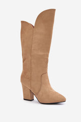 Eco suede boots with a stiletto heel