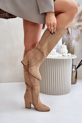 Eco suede boots with a stiletto heel