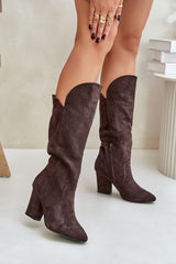 Eco suede boots with a stiletto heel