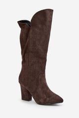 Eco suede boots with a stiletto heel