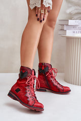 Rounded toe classic red ankle boot