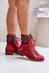 Rounded toe classic red ankle boot