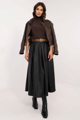 Elegant midi length imitation leather skirt