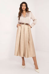 Elegant midi length imitation leather skirt