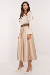 Elegant midi length imitation leather skirt