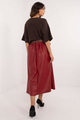 Elegant midi length imitation leather skirt