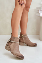 Almond-shaped toes suede ankle heel boots