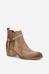 Almond-shaped toes suede ankle heel boots