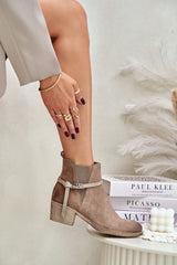 Almond-shaped toes suede ankle heel boots