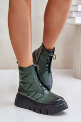 Women's natural leather ankle boots