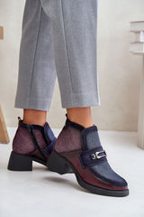 Elegant chunky block heel ankle boots