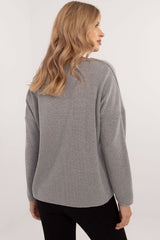 Elegant long sleeves shiny thread jumper